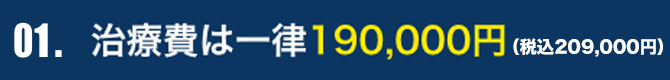 治療費は一律190,000円（税抜き） ワンピース・ツーピース同価格
